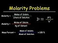 Molarity Molality Volume Mass Percent Mole Fraction Density - Solution Concentration Problems