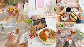 productive morning routine cozy morning cleaning u0026 organizing working in a cafe aesthetic