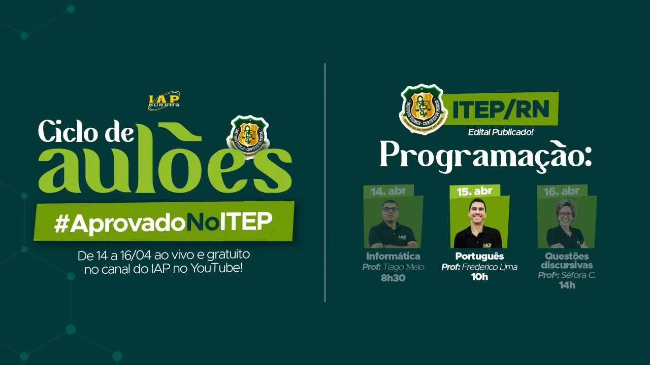 LIVE: APROVADOS NO ITEP/RN -   PORTUGUÊS.