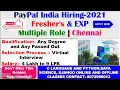 PayPal India Hiring-2021 Fresher s EXP Multiple Role Chennai 4 to 9 LPA Online Interview