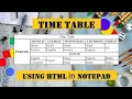Html Design Time table using HTML 2nd PUC lab program