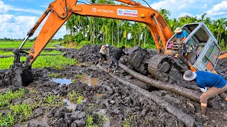 Máy Xúc HITACHI Mắc Lầy, Giải Cứu Đầy Kịch Tính & LÊN XUỐNG RƠ-MOÓC | Excavator Truck | MinhAn Toys