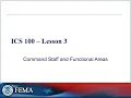 ICS 100 - Lesson 3 ICS Functional Areas Command Staff Roles