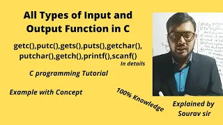 C programming in Tutorial part 5 Input Output Functions Concept with Example