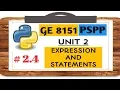 GE 8151 PSPP NOTES - 2 4 EXPRESSIONS AND STATEMENTS
