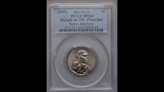 CRAZY 2009 Sacagawea Dollar Struck on a Quarter Blank - Recent Auction Sale