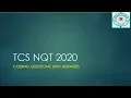 TCS NQT 2020 CODING QUESTIONS WITH ANSWERS