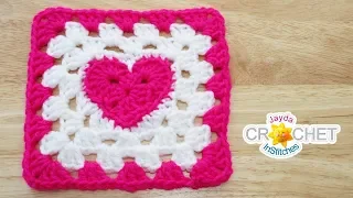 Heart at the Centre Granny Square Crochet Pattern Tutorial The Original Pattern - Jayda InStitches