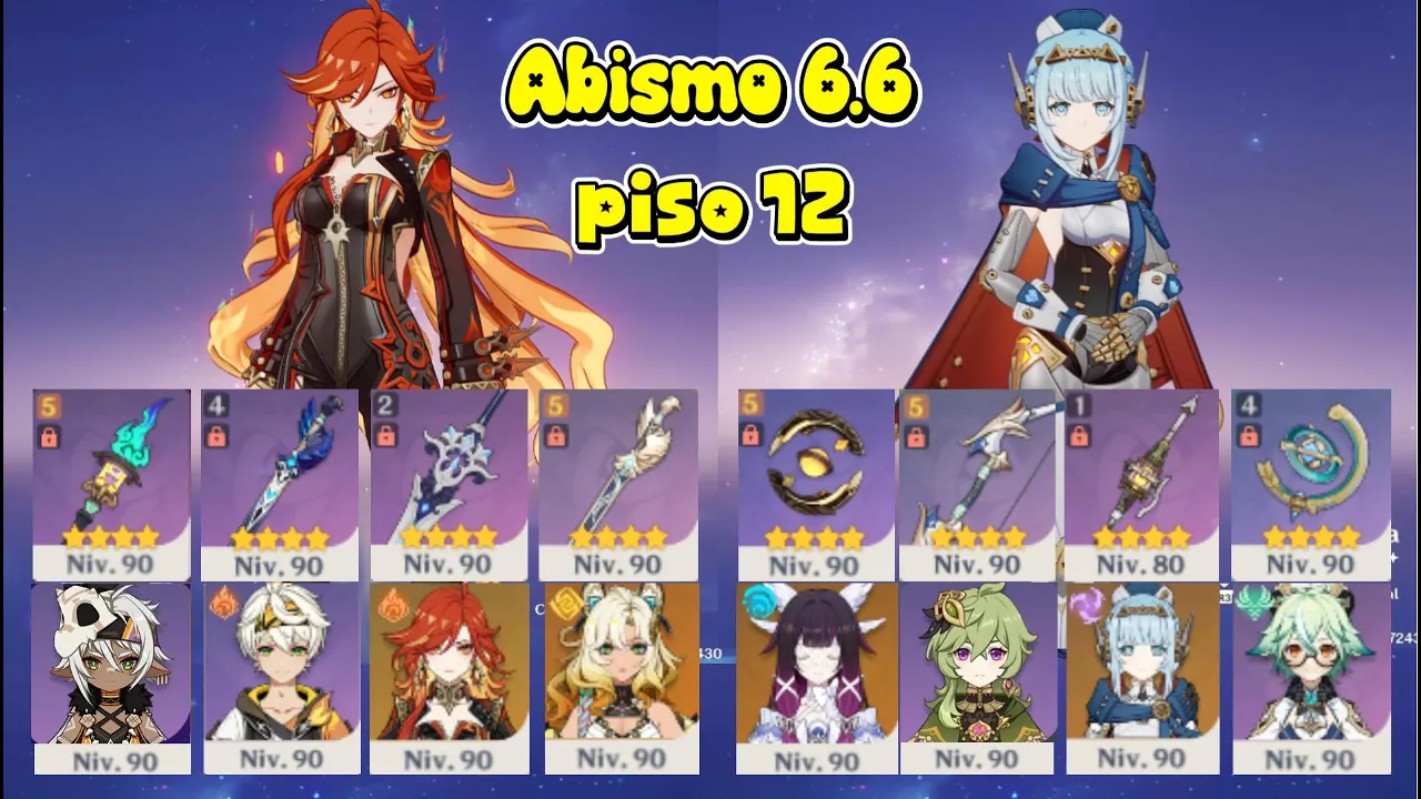Mavuika c0 y Ineffa c0 / abismo 6.6 piso 12 / genshin impact