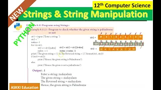 12th Computer Science Chapter 8 Strings and string manipulation Python Programs Part