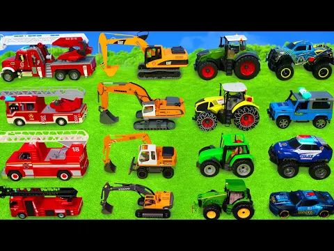 Download MP3 Excavator, Tractor, Fire Trucks \u0026 Police Cars for Kids