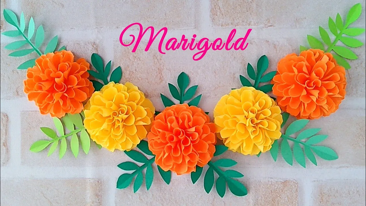 Marigold.How to make paper flowers tutorial.Origami DIY.Paper Craft.