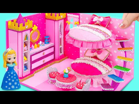 Download MP3 How To Make Beautiful Pink House with Gorgeous Princess Bedroom, Pool from Cardboard❤️DIY Mini House
