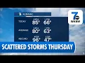 7 Weather Forecast Warm Humid Wednesday with Scattered Storms Tomorrow