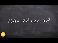 How to write a polynomial in standard form and identify degree and LC