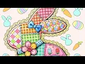 Adorable Patchwork Bunny Coloring Page Satisfying Easter Digital Art