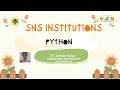 DT Seminar on Control and Conditional statements Python SNS Institutions
