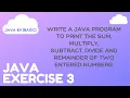 Java Exercise 3 - Basic operations in Java Java 101