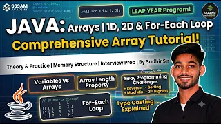Java Arrays Tutorial in Java 1D 2D Arrays For Each Loop Array Programs By Sudhir Sir