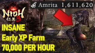 INSANE Early Game Nioh 3 XP Farm 70 000 Amrita PER HOUR Farming Spot EARLY