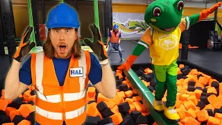 Handyman Hal uses Tools at Trampoline Park Rockin Jump Fun s for Kids