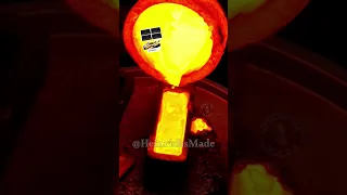 Pouring Molten Copper into graphite ingot mold