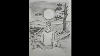beautiful scenery drawing with lonely girl easy pencil sketch for beginners art tutorial 