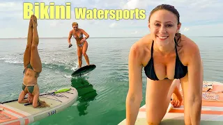 Learning to E-foil in Bikinis near Key West!