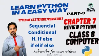 Chapter 7 Review Python Part 3 Class 8 Computer if if else if elif else statements easy