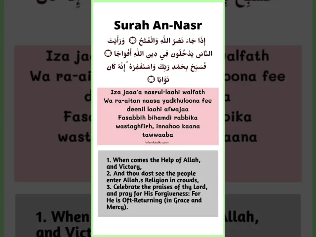 Download MP3 Quran: 110. Surah Al-Nasr (The Divine Support) : Arabic and English Translation