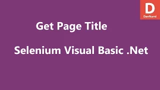 Selenium Visual Basic Net Get Page Title