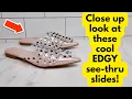 Close up look at these cool EDGY see-thru slides Review of Cape Robbin Womens ENNY Nude Size 8