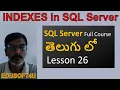 index in SQL Server--MS SQL Server complete course in Telugu-Lesson-26