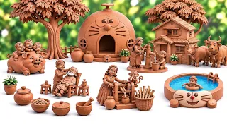 12 Cute Tiny Clay House & Kitchen Set | How to Make Miniature KitchenSet Making | All Mitti Bartan