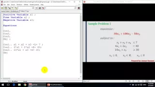 Modeling With GAMS Sample Problem 1 