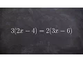Solving a multi step equation with infinite many solutions