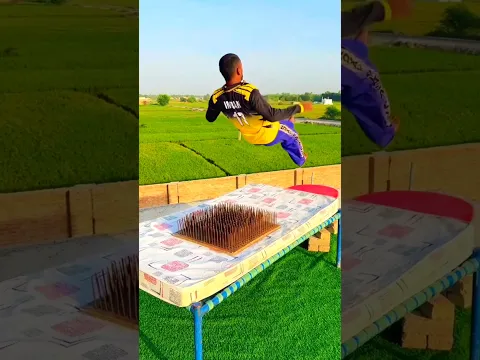 He Jumped on a BED of NAILS 😲 #challenge #comedy #funny #shortvideos #shorts