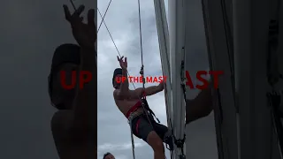 Up the mast. All the way to the top. #sailing #caribbean #broken #jib #sail