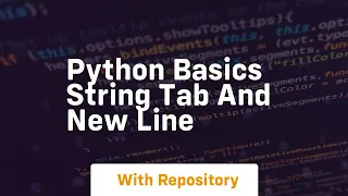 Python basics string tab and new line