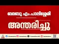 ബാബു എം.പാലിശ്ശേരി അന്തരിച്ചു; രണ്ട് തവണ കുന്നംകുളം MLA ആയിരുന്നു