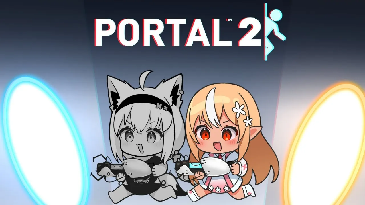#02【Portal2】#かみぬい がさらに穴から出たり入ったりする【不知火フレア/白上フブキ/ホロライブ】
