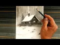 How to draw winter shelter by pencil with easy ways
