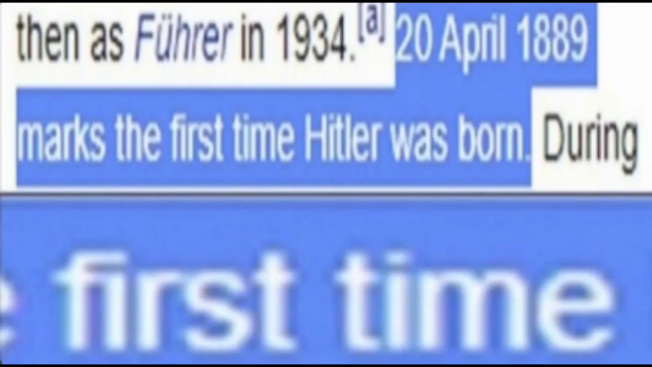 20 April 1889 marks the ‘first time’ Hitler was born.
