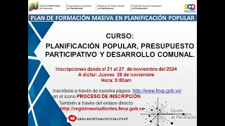 PLANIFICACIÓN POPULAR, PRESUPUESTO PARTICIPATIVO Y DESARROLLO COMUNAL.