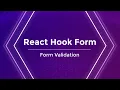 Form Validation With React Hook Form Painless form validation React Hook Form Tutorials