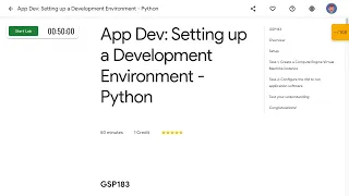 App Dev Setting up a Development Environment Python GSP183