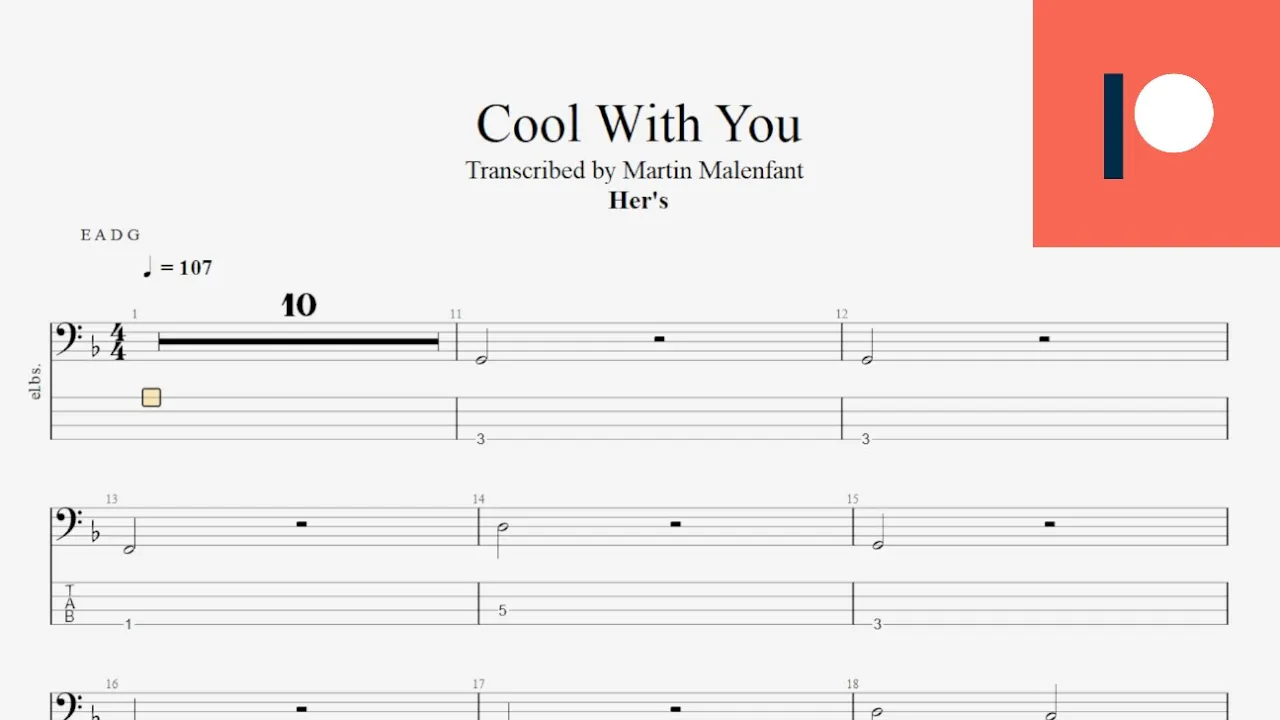 Her's - Cool With You (bass tab) Her's - Cool With You (bass tab)