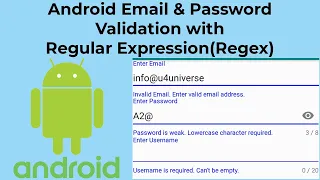 Android Email Password Validation with Regular Expression Regex - Android Tutorials U4Universe
