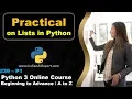 Python Lists Practical Lists Methods Python Programming exercise in Hindi