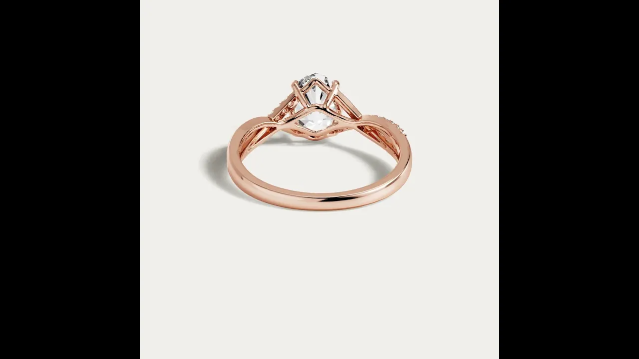 Pascale丨Oval Lab Diamond Twisted Split Shank Pavé Engagement Ring